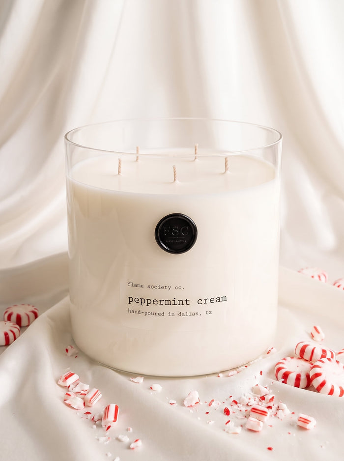 Flame Society Co. Big + Bougie 150oz Peppermint Cream XL statement candle
