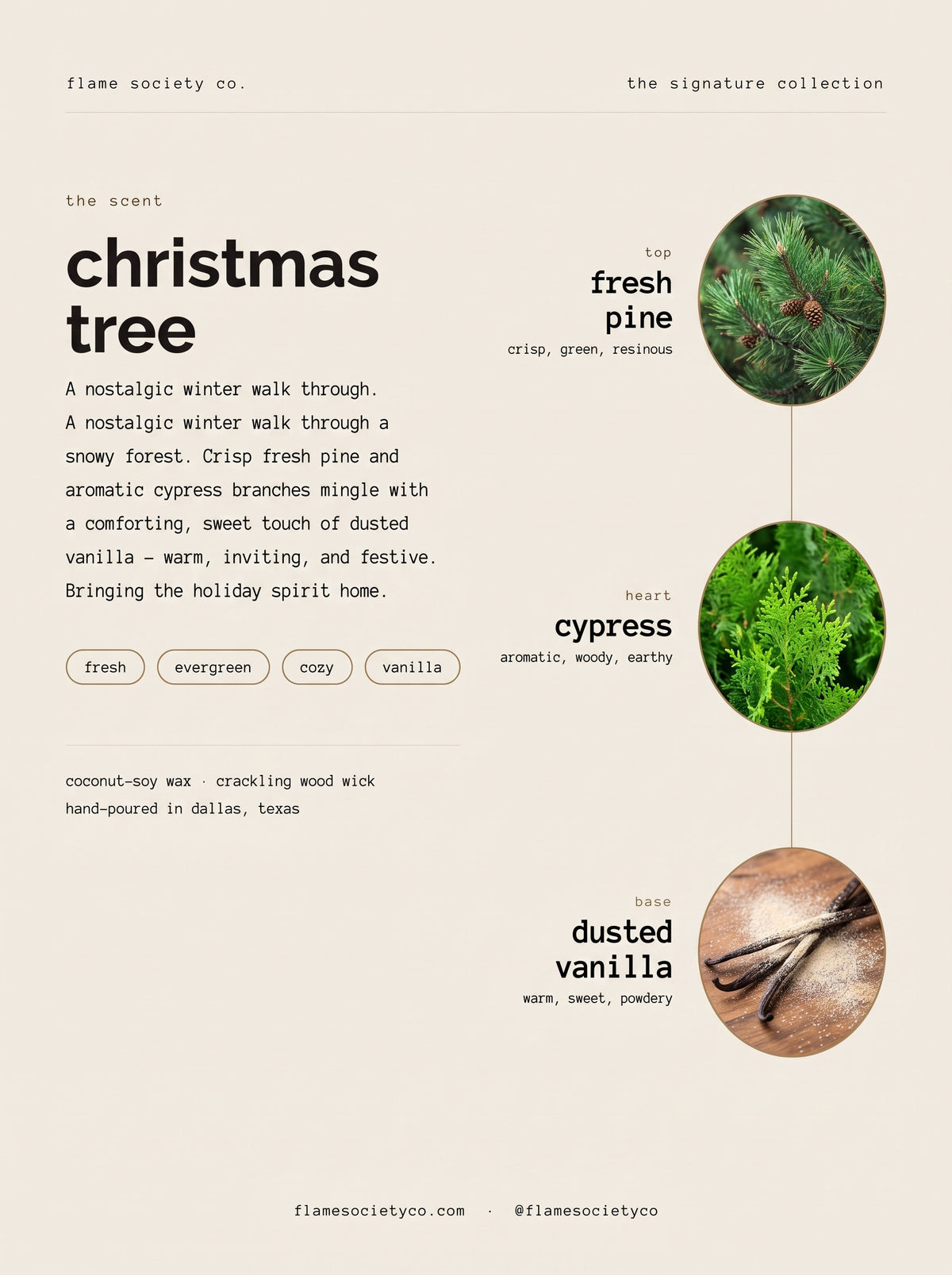 Christmas Tree | Fresh Pine, Cypress & Vanilla Musk Candle | Limited Edition 10oz Amber Jar CocoSoy Candle