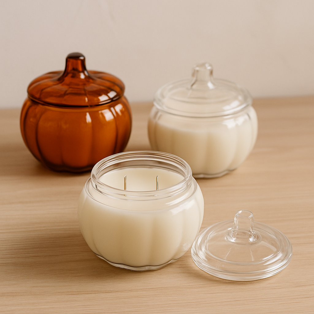 Pumpkin Glass Jar Candle: Pumpkin Spice & Vanilla Velvet Candle | 15oz