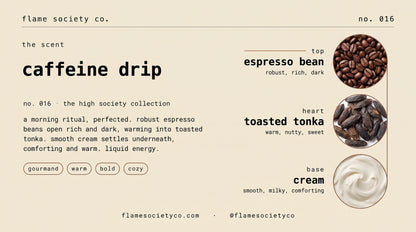 Caffeine Drip | Espresso, Vanilla Cream & Toasted Tonka Candle | Limited Edition 10oz Amber Jar CocoSoy Candle