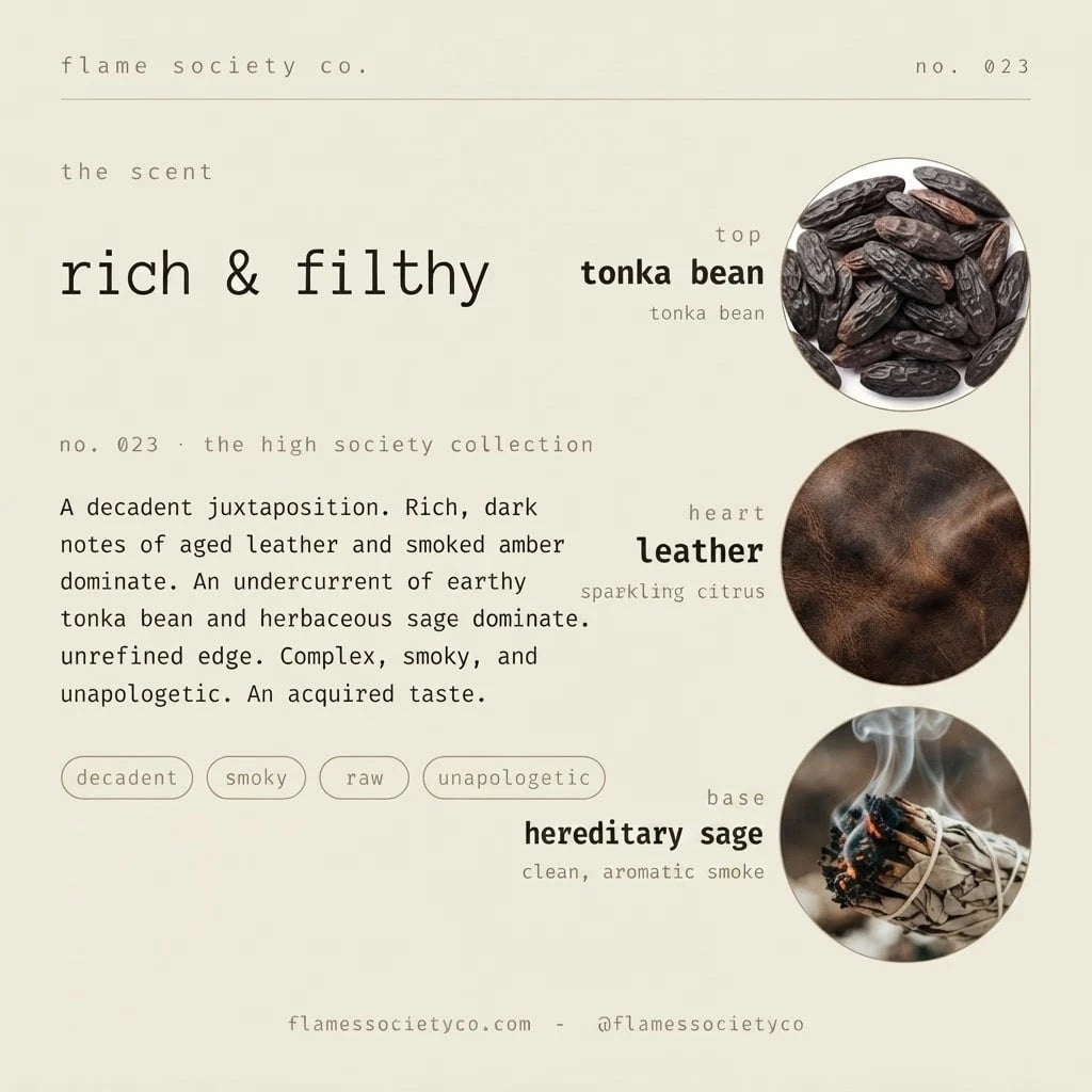 Rich & Filthy luxury candle lifestyle photo.