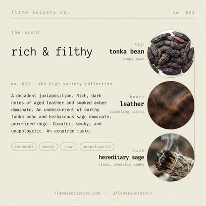 Rich & Filthy luxury candle lifestyle photo.