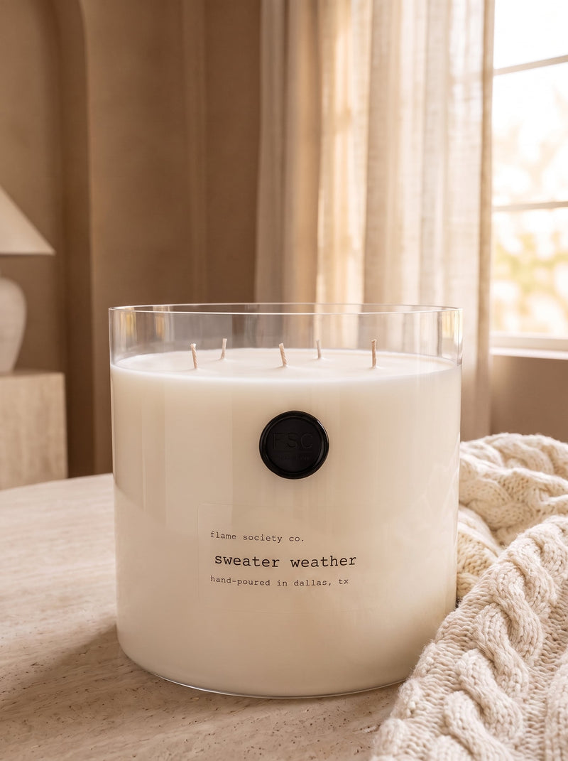 Flame Society Co. Big + Bougie 150oz Sweater Weather XL statement candle