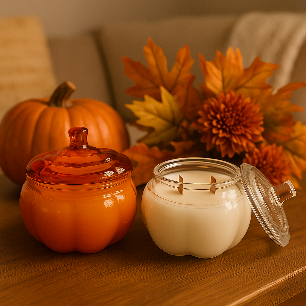 Pumpkin Glass Jar Candle: Pumpkin Spice & Vanilla Velvet Candle | 15oz