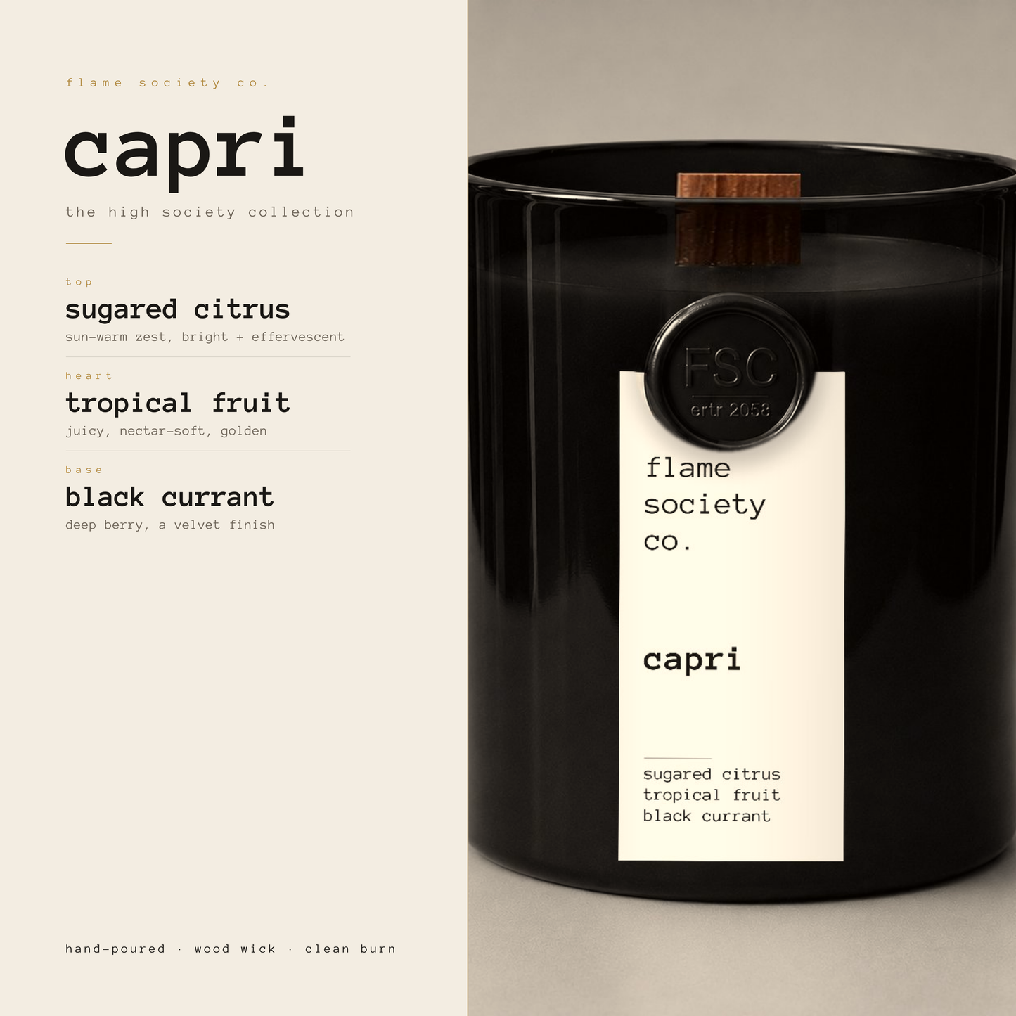 Hand-poured Capri candle — Flame Society Co.