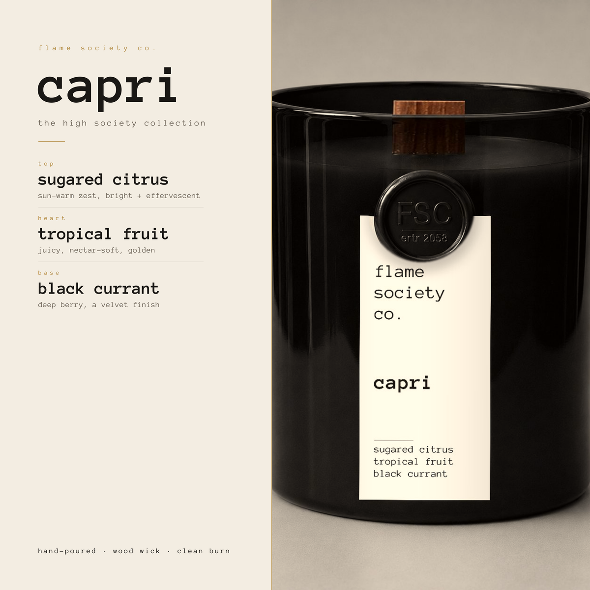 Hand-poured Capri candle — Flame Society Co.