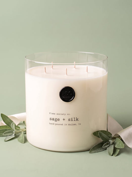 Flame Society Co. Big + Bougie 150oz Sage + Silk XL statement candle