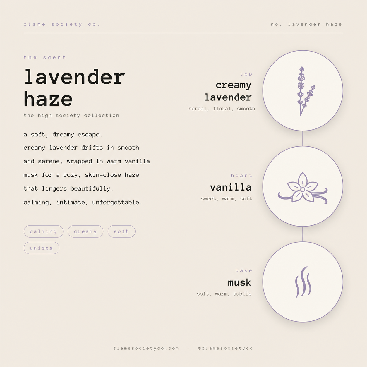 Lavender Haze calming coco soy candle with wooden wick