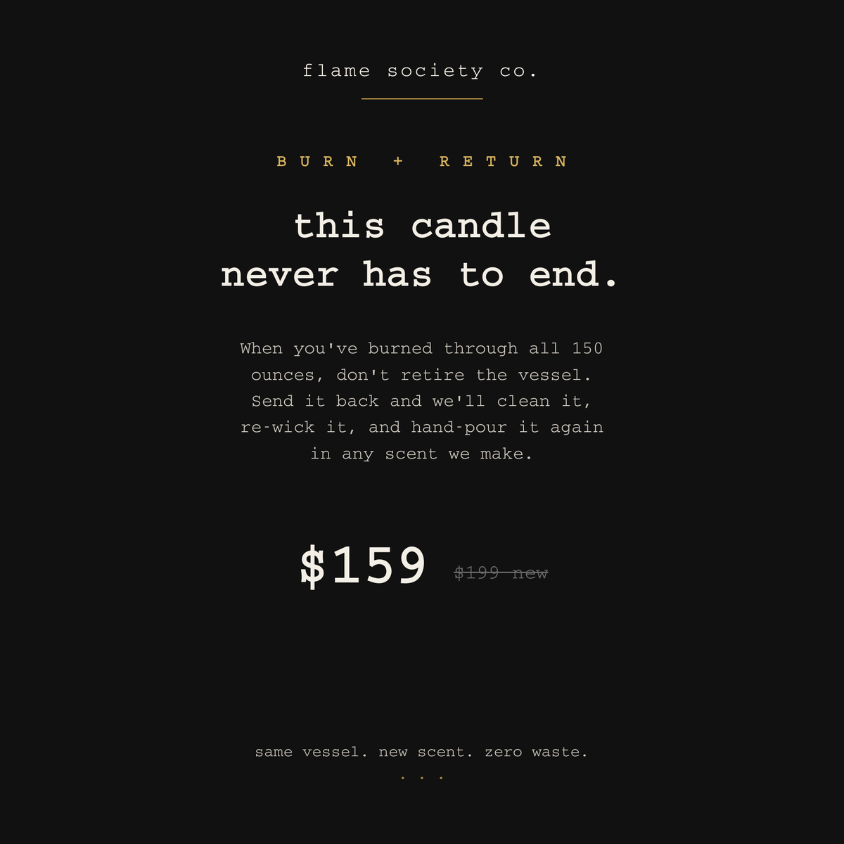 Burn + Return refill card — send back your Big + Bougie vessel and we repour it in any scent, prepaid label included — Flame Society Co.