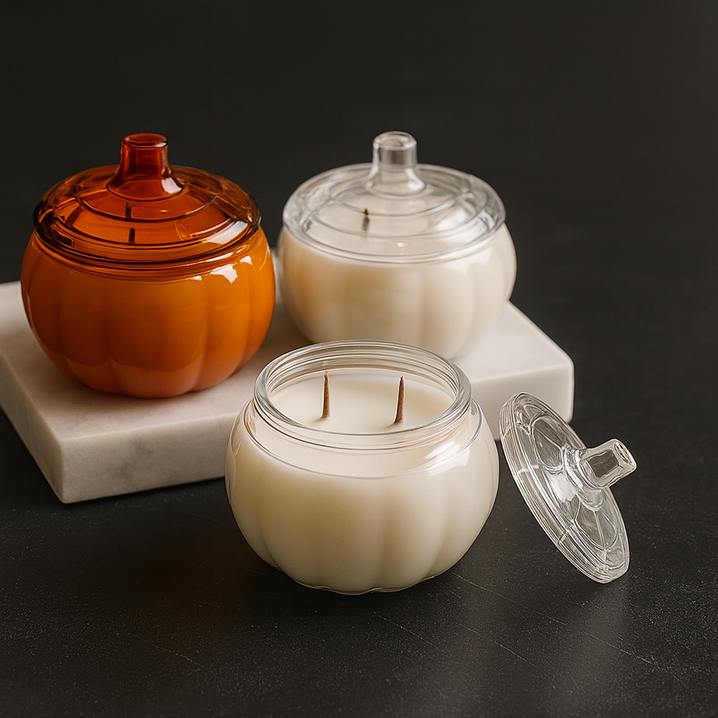 Pumpkin Glass Jar Candle: Pumpkin Spice & Vanilla Velvet Candle | 15oz