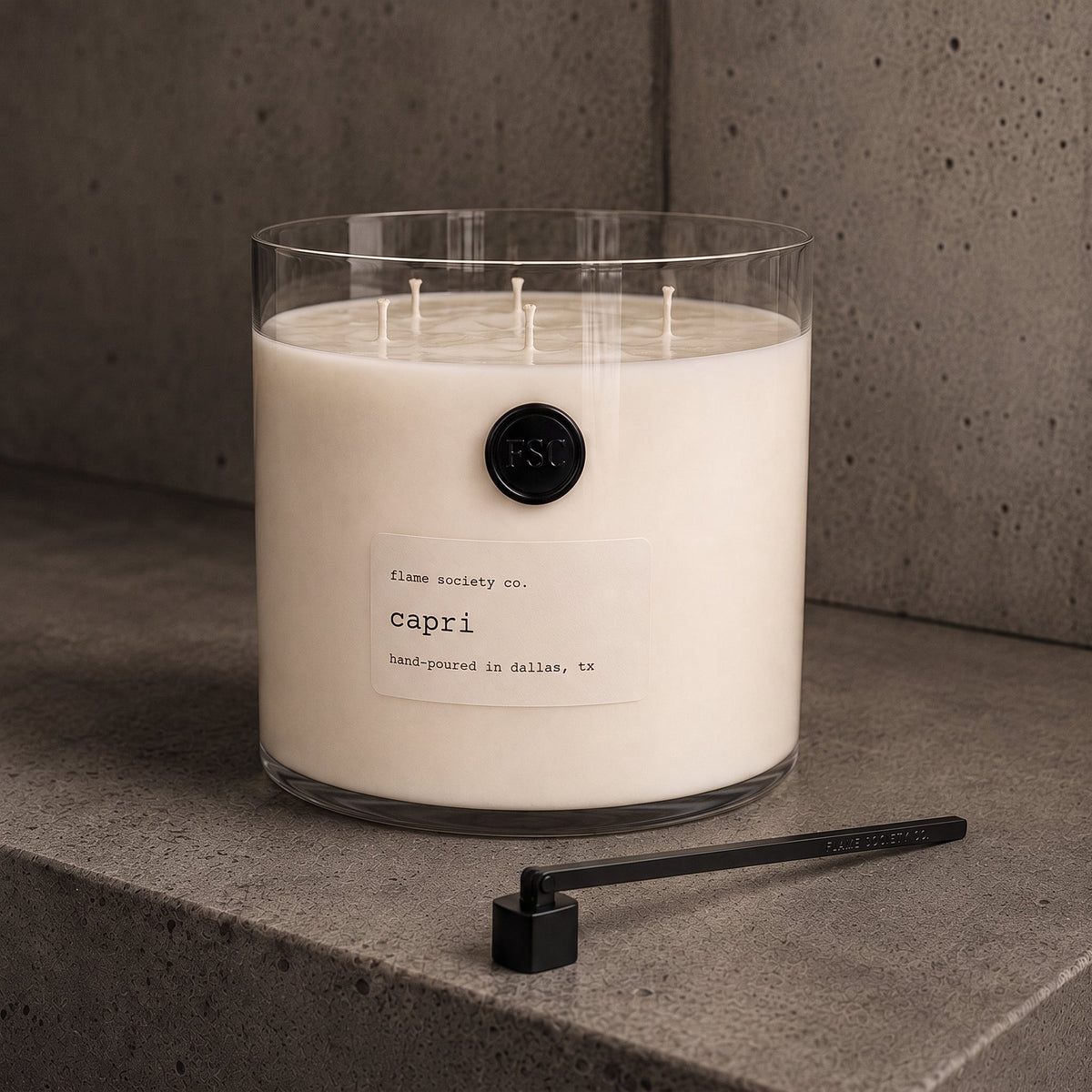 Capri sugared citrus and black currant coco soy candle with crackling wooden wick — Flame Society Co.
