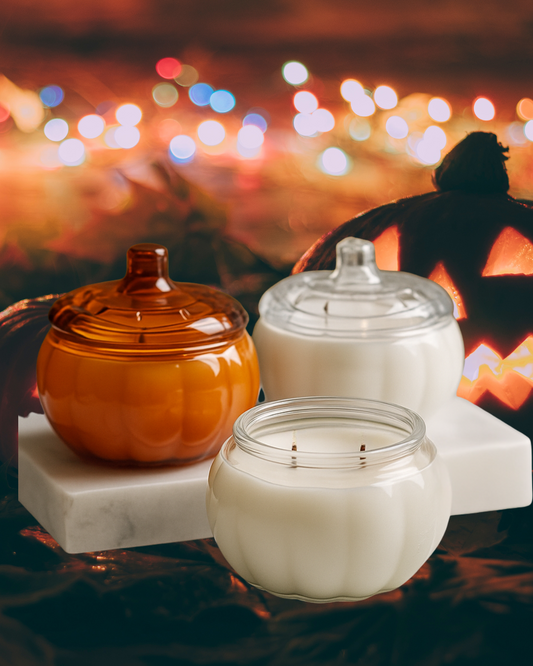 Pumpkin Glass Jar Candle: Pumpkin Spice & Vanilla Velvet Candle | 15oz