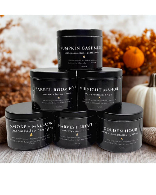 Fall Candle Collection: 4oz Soy Candles Autumn Scents| Pumpkin Spice, Campfire Marshmallow & More + Gift Sets, Teacher Appreciation Gift