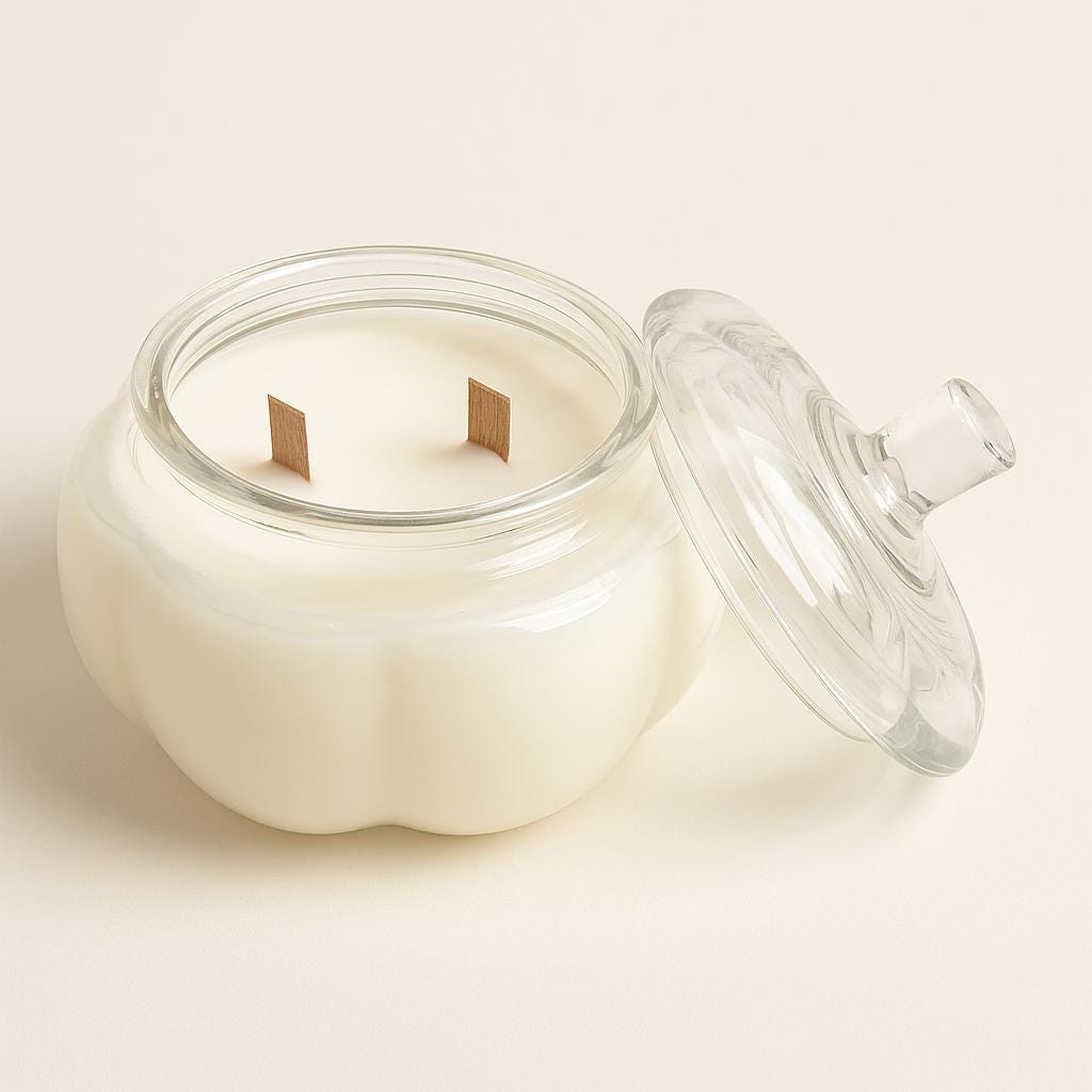 15oz Pumpkin Spice + Vanilla Soy Candle in Glass Pumpkin Jar | Reusable Jar | Autum Candle | Pumpkin Spice Candle | Fall Decor | Soy Candle