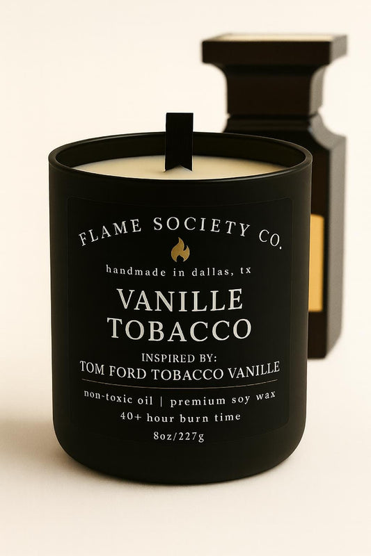 Tom Ford Tobacco Vanille Inspired Candle: 8oz, 12oz, 4oz Wax Melt CocoSoy Luxury Scent, Non-Toxic, Exact Fragrance Dupe Vanille Tobacco