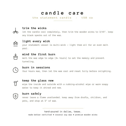 Big + Bougie XL 150oz Statement Candle with Wick Snuffer | 400+ Hour Burn | Free Shipping | Custom Options | Cocosoy Wax + Organic Fragrance