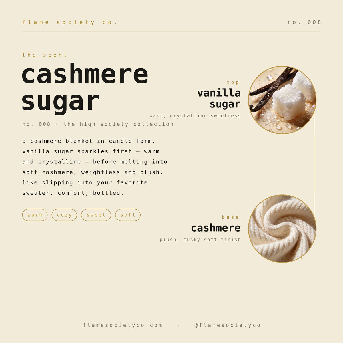Cashmere Sugar | Vanilla Sugar & Cashmere Musk Candle | Cozy Luxury CocoSoy Candle