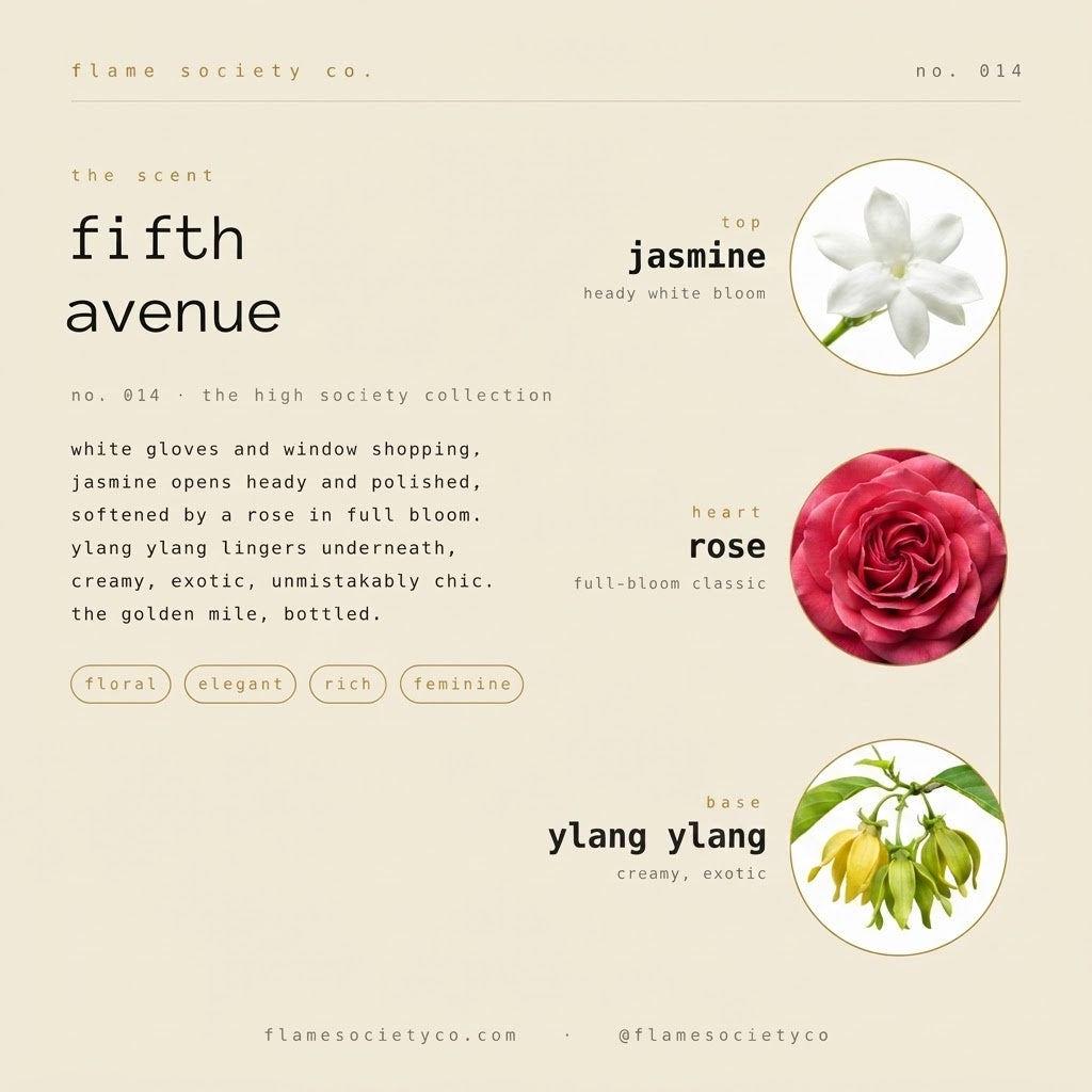 Fifth Avenue Candle | Jasmine, Rose, Ylang Ylang Floral Luxury