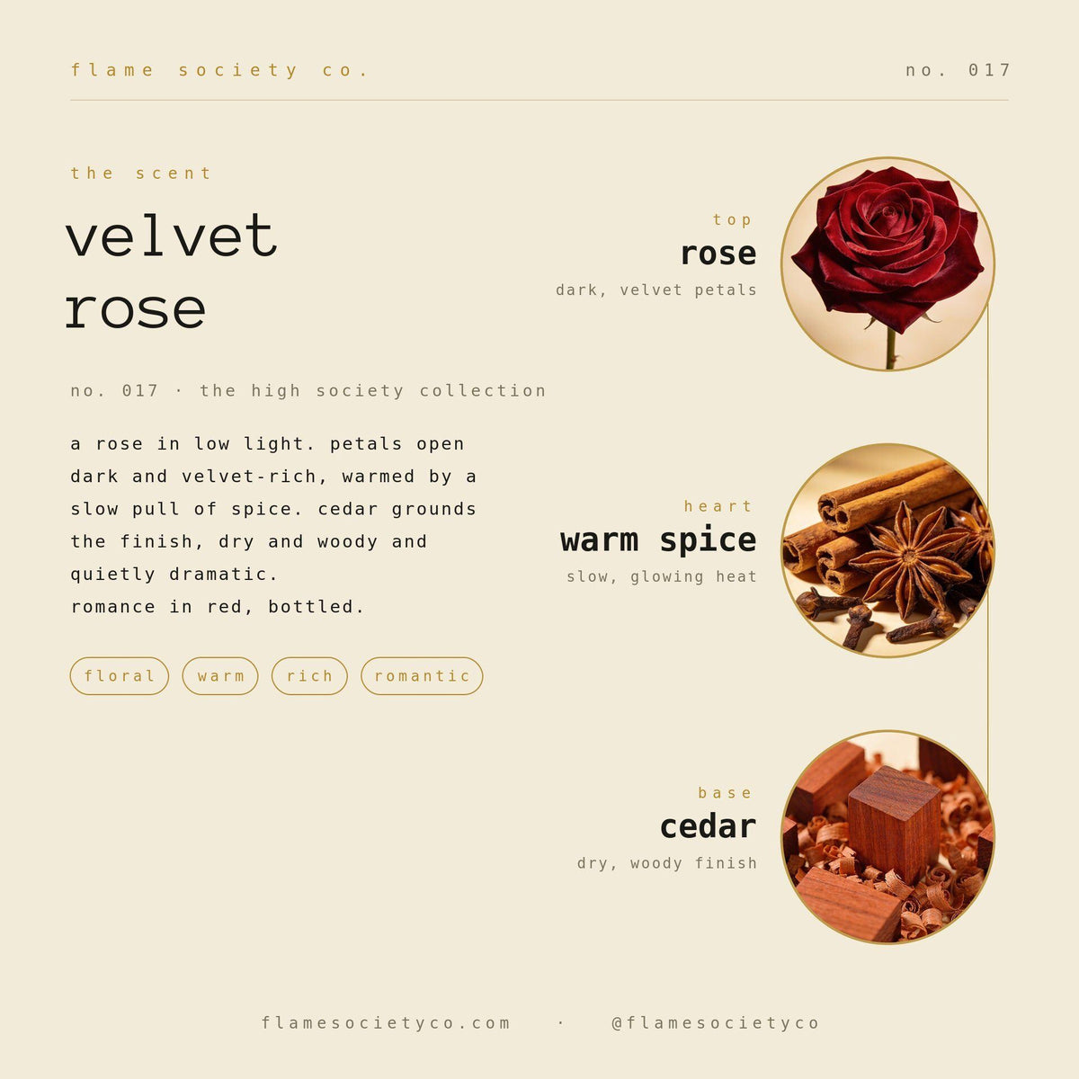 Velvet Rose Candle | Dark Rose, Warm Spice, Cedar Scent | CocoSoy Luxury Home Fragrance