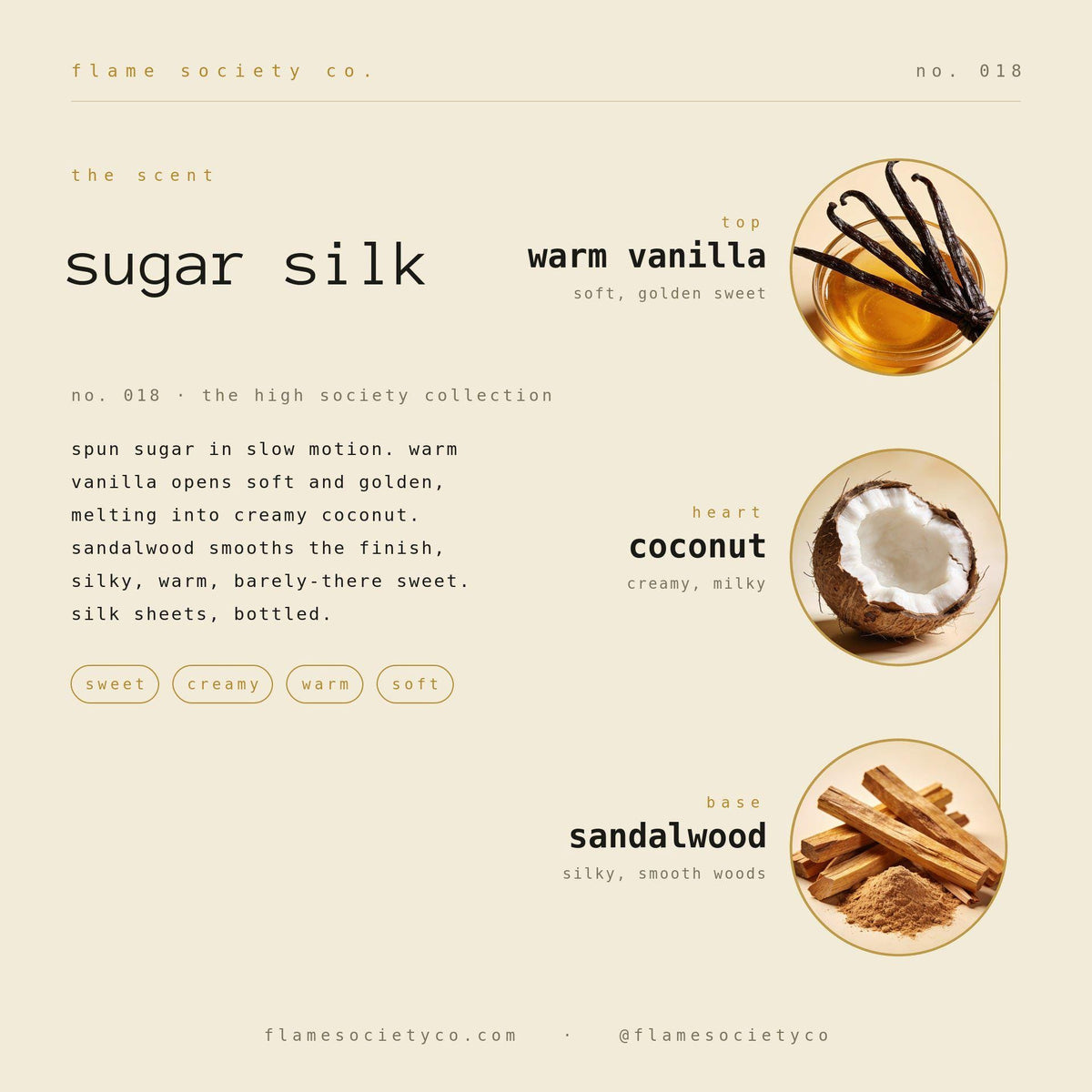 Sugar Silk | Warm Vanilla, Coconut & Sandalwood Candle | Sweet Luxury CocoSoy Candle