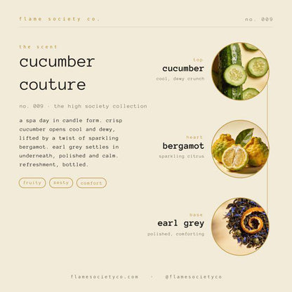 Cucumber Couture | Cucumber, Earl Grey & Bergamot Candle | Crisp Luxury CocoSoy Candle