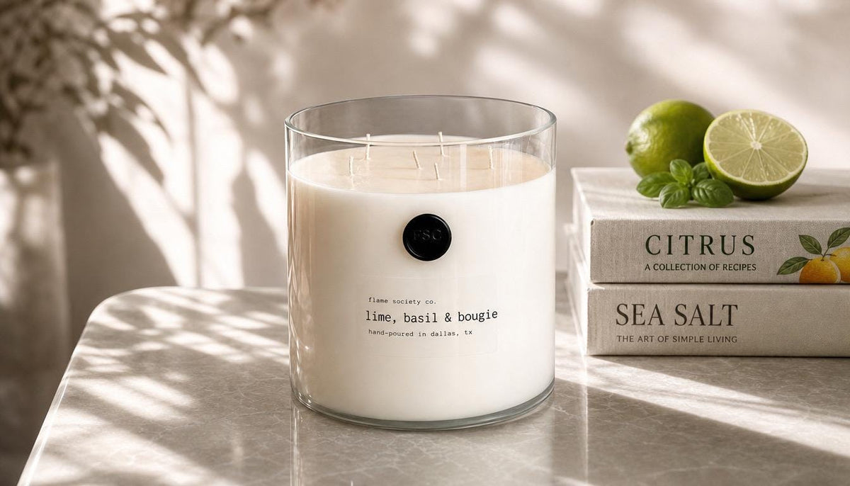 Lime, Basil & Bougie Luxury Inspired Candle | Cocosoy, Non-Toxic, Premium Fragrances | Mandarin, Citrus, Basil Notes