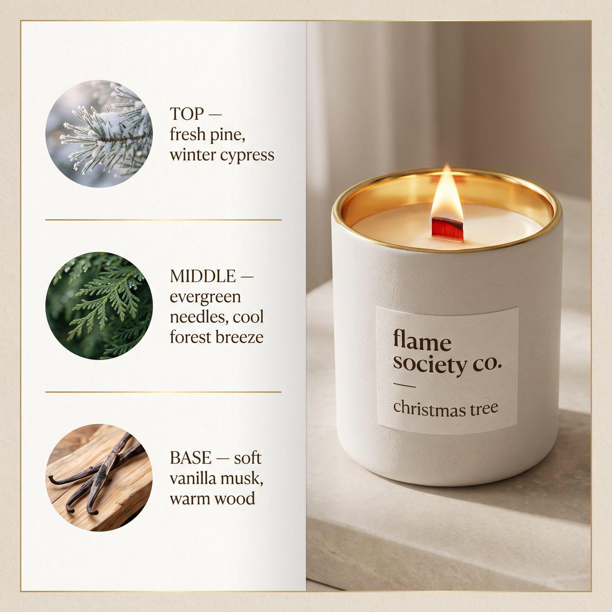 Christmas Tree | Fresh Pine, Cypress & Vanilla Musk Candle | Holiday CocoSoy Candle
