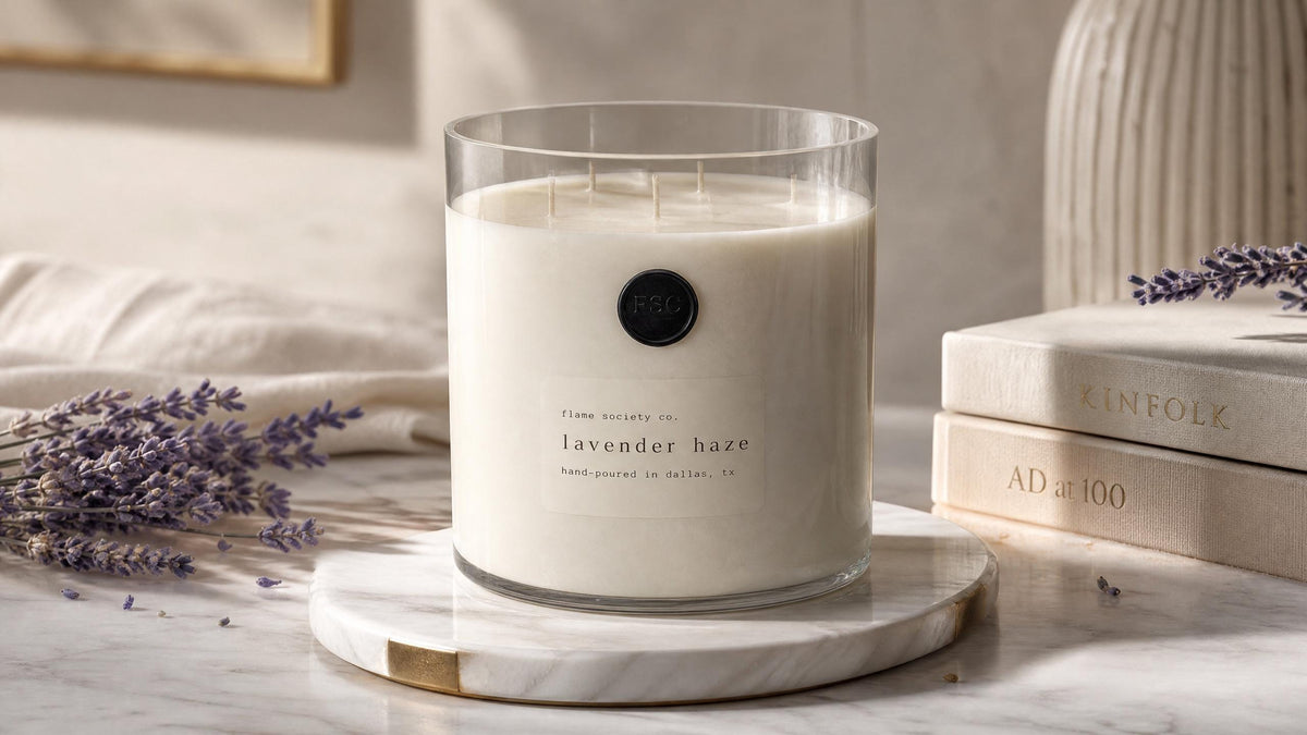 Lavender Haze Soy Candle | Creamy Lavender, Vanilla Musk, Amber Scent (Non-Toxic)