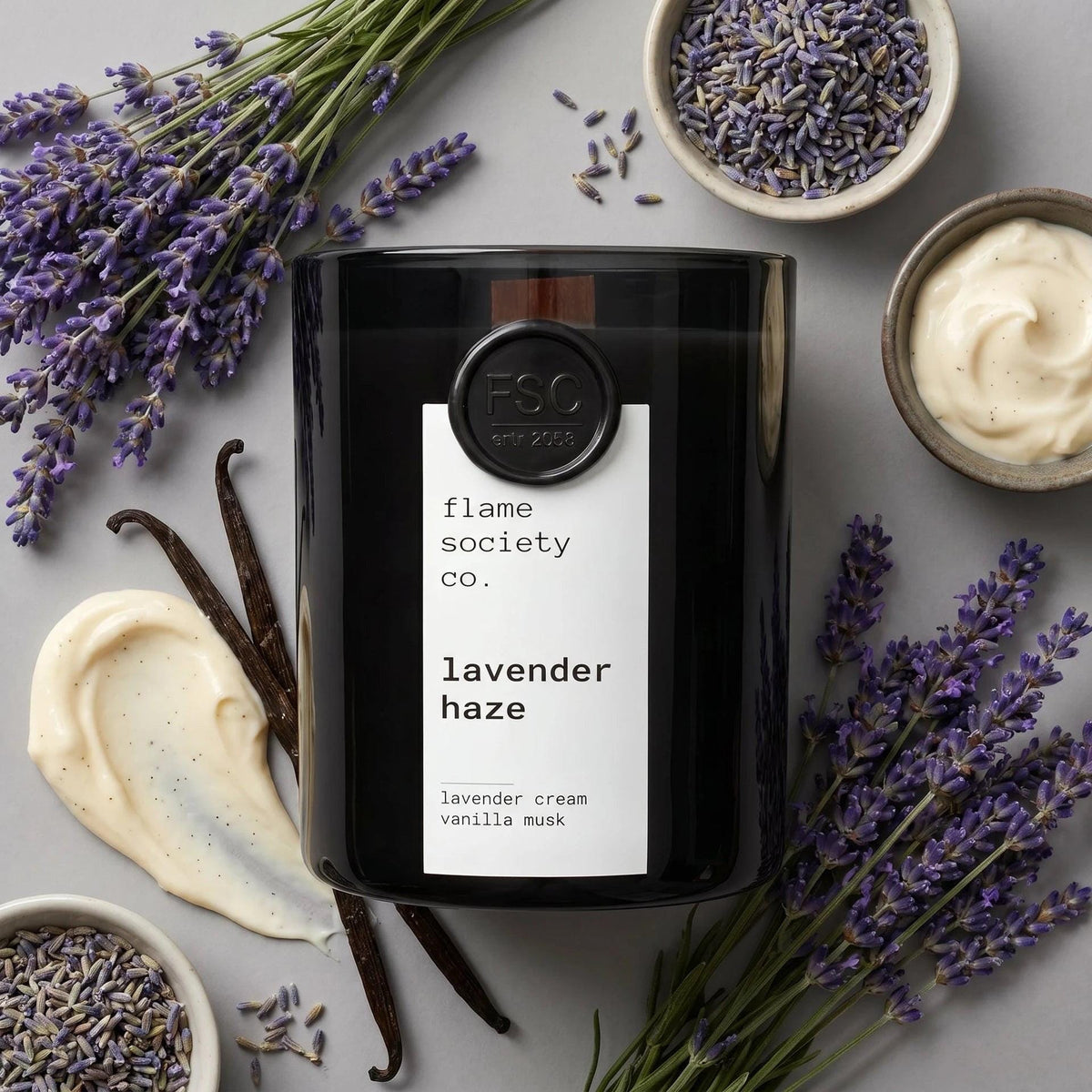 Lavender Haze Soy Candle | Creamy Lavender, Vanilla Musk, Amber Scent (Non-Toxic)