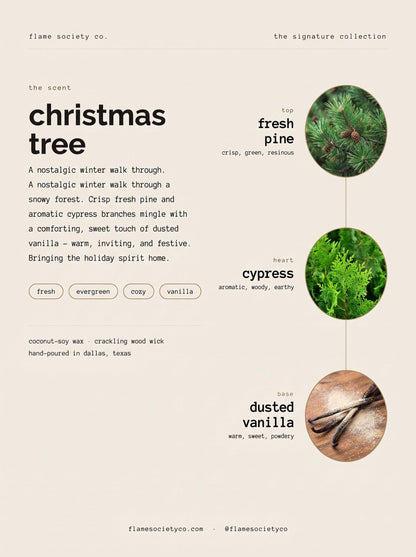 Christmas Tree 10oz Amber Jar Candle | Limited Edition Holiday Candle, Black Wood Lid | Fresh pine, Cypress, Vanilla musk