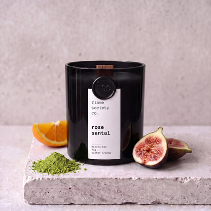 Rose Santal | Matcha Tea, Fig & Bitter Orange Candle | Fresh Green Luxury Candle