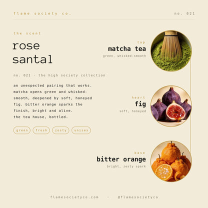 Rose Santal | Matcha Tea, Fig & Bitter Orange Candle | Fresh Green Luxury Candle