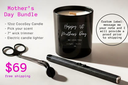 Mother's Day - Custom Label and Scent with Wick Trimmer and Electric Lighter