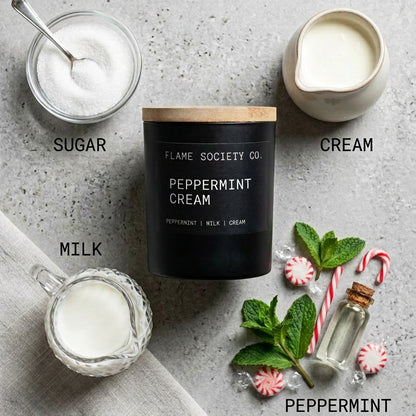 Peppermint Cream candle — crushed peppermint and whipped vanilla cream